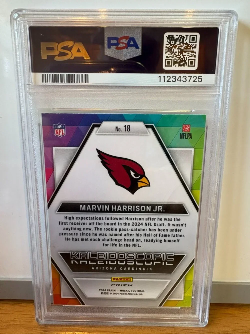 2024 Panini Mosaic Marvin Harrison Jr Kaleidoscopic RC #18 PSA 9 Mint